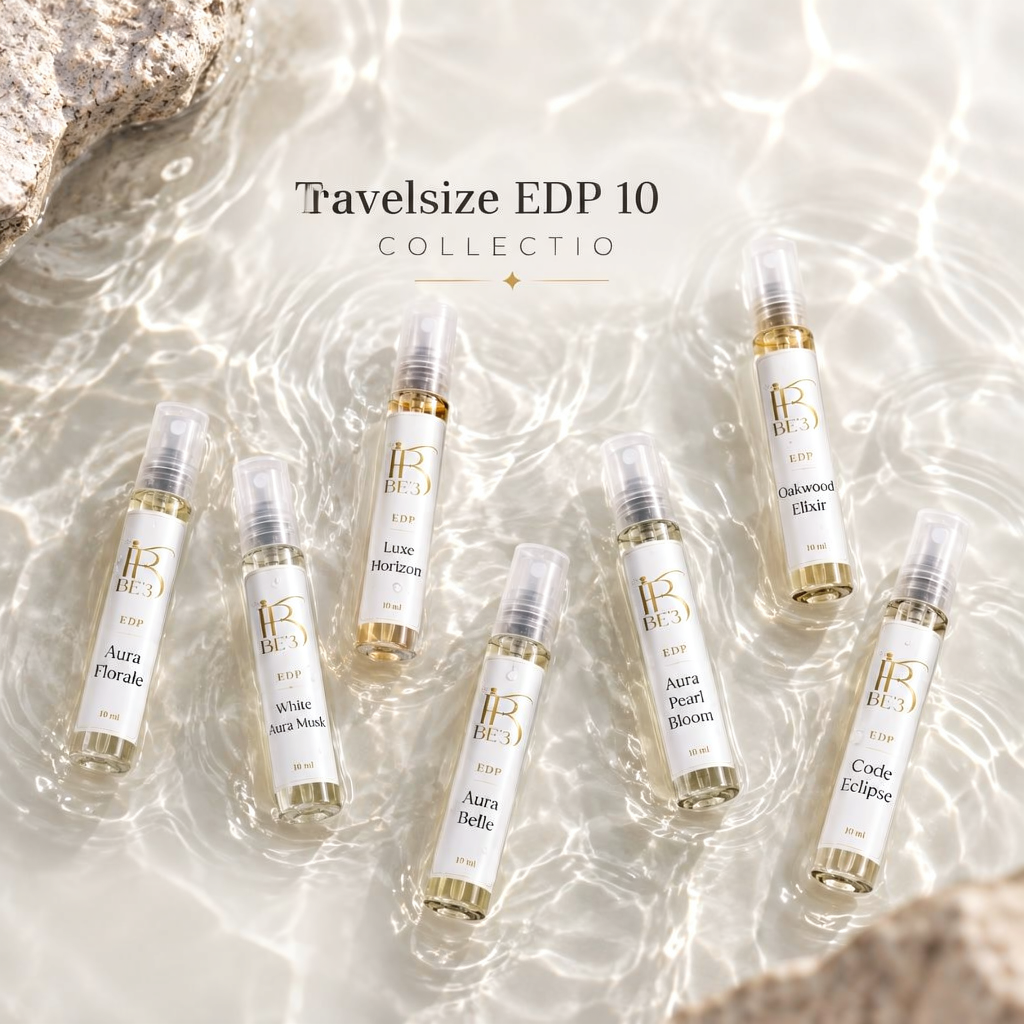 Parfum Spray BE'3 Travel Size EDP 10 ml Koleksi Aura Florale White Aura Musk Luxe Horizon Oakwood El