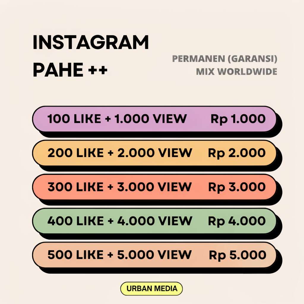 Paket Instagram Like + View High Quality Permanen Mix Worlwide Likes Views IG Bergaransi 30 Hari