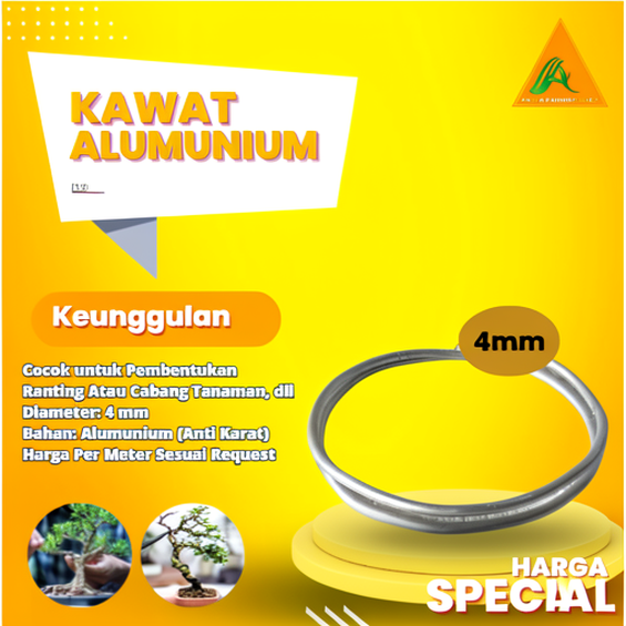 Per meter Kawat Alumunium 4 mm Untuk Tanaman Bonsai