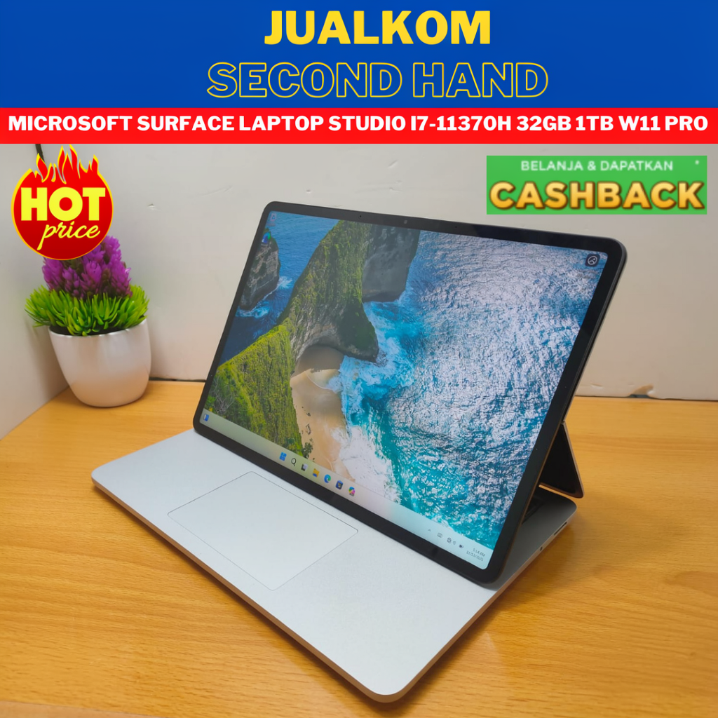 Laptop Second Berkualitas  Microsoft Surface Laptop Studio i7-11370H 3.3GHz 32GB 1TB GB RTX 3050 Ti