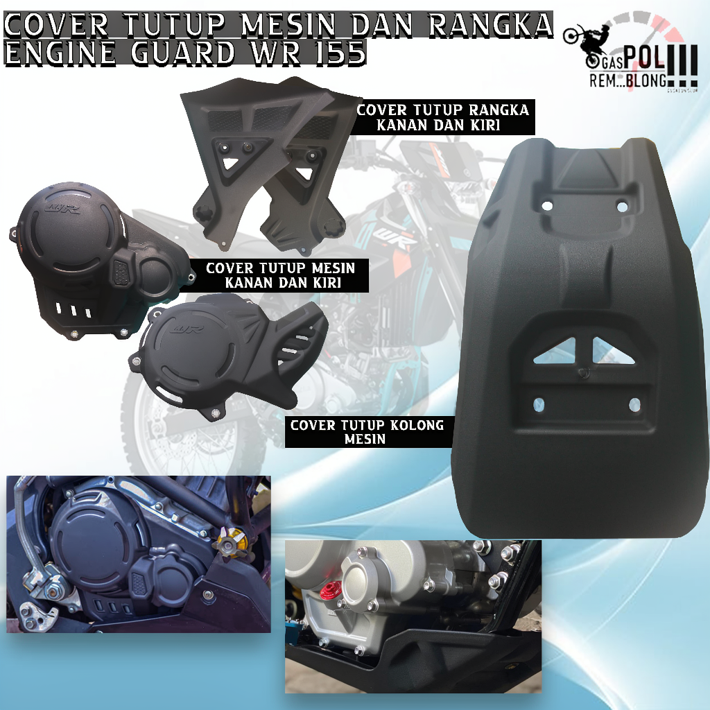 ENGINE GUARD WR 155 WR155 TUTUP MESIN COVER RANGKA FULL SET YAMAHA MOTOR TRAIL CROSS SUPERMOTO PNP