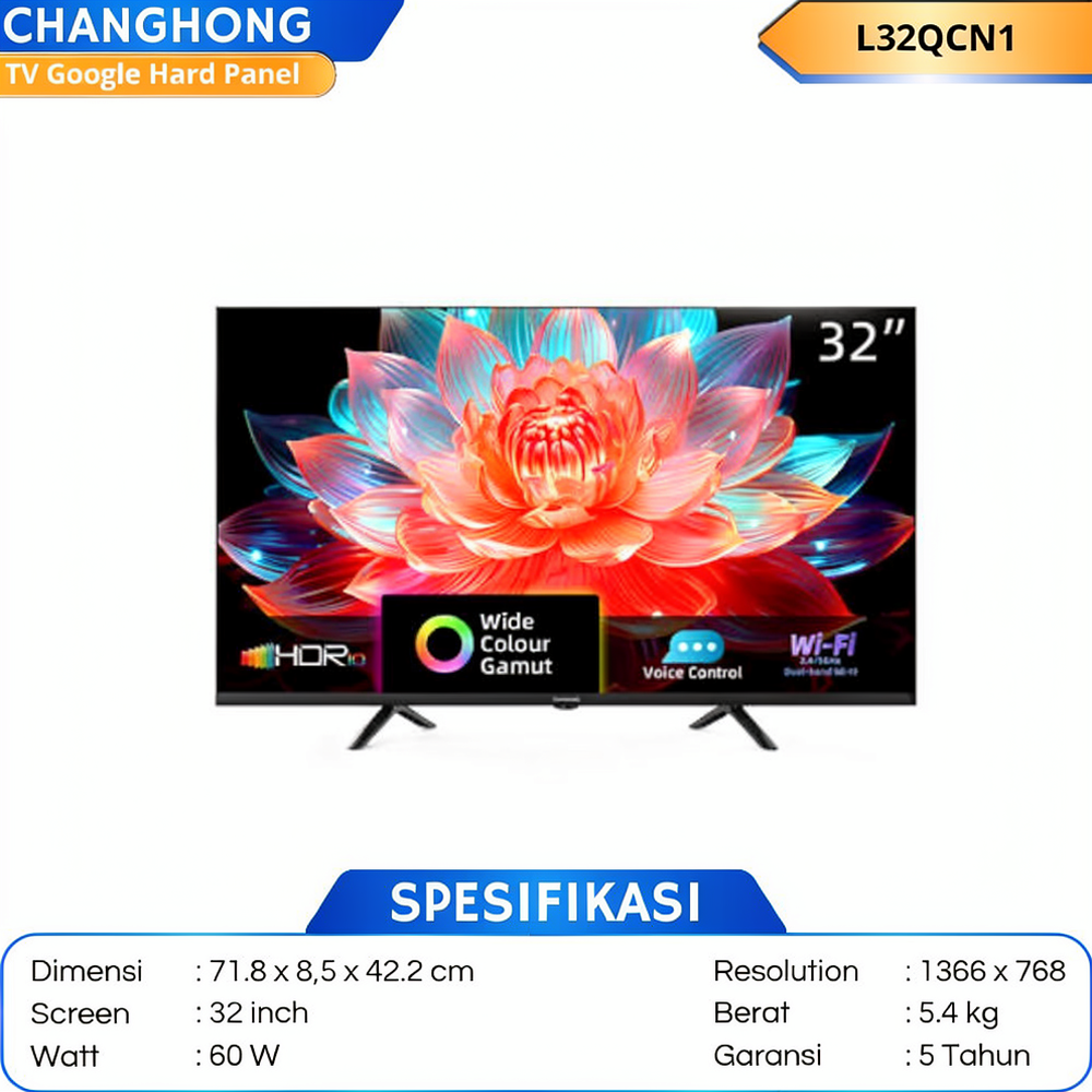 CHANGHONG 32INCH L32QCN1 TV GOOGLE HARD PANEL