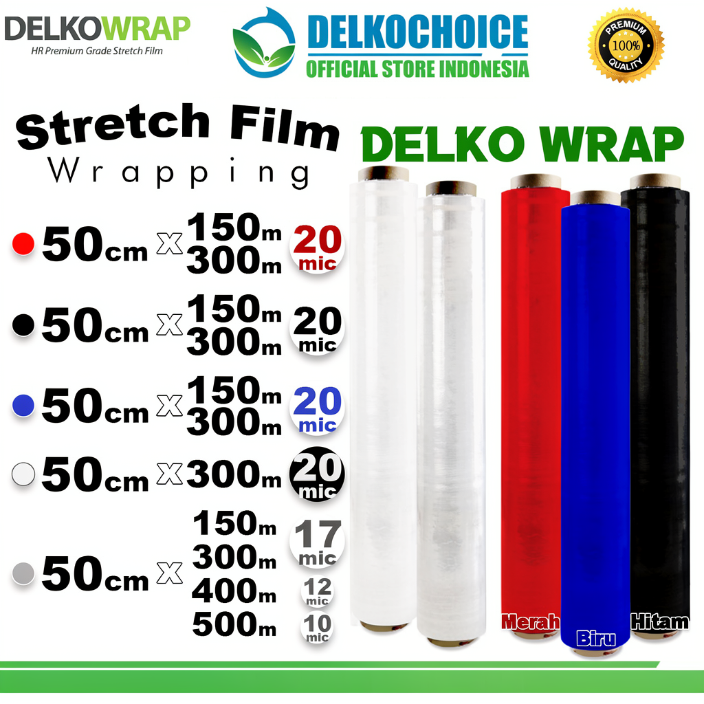Plastik Wraping 50cm Stretch Film DELKOWRAP WRAPPING Pembungkus SATUAN