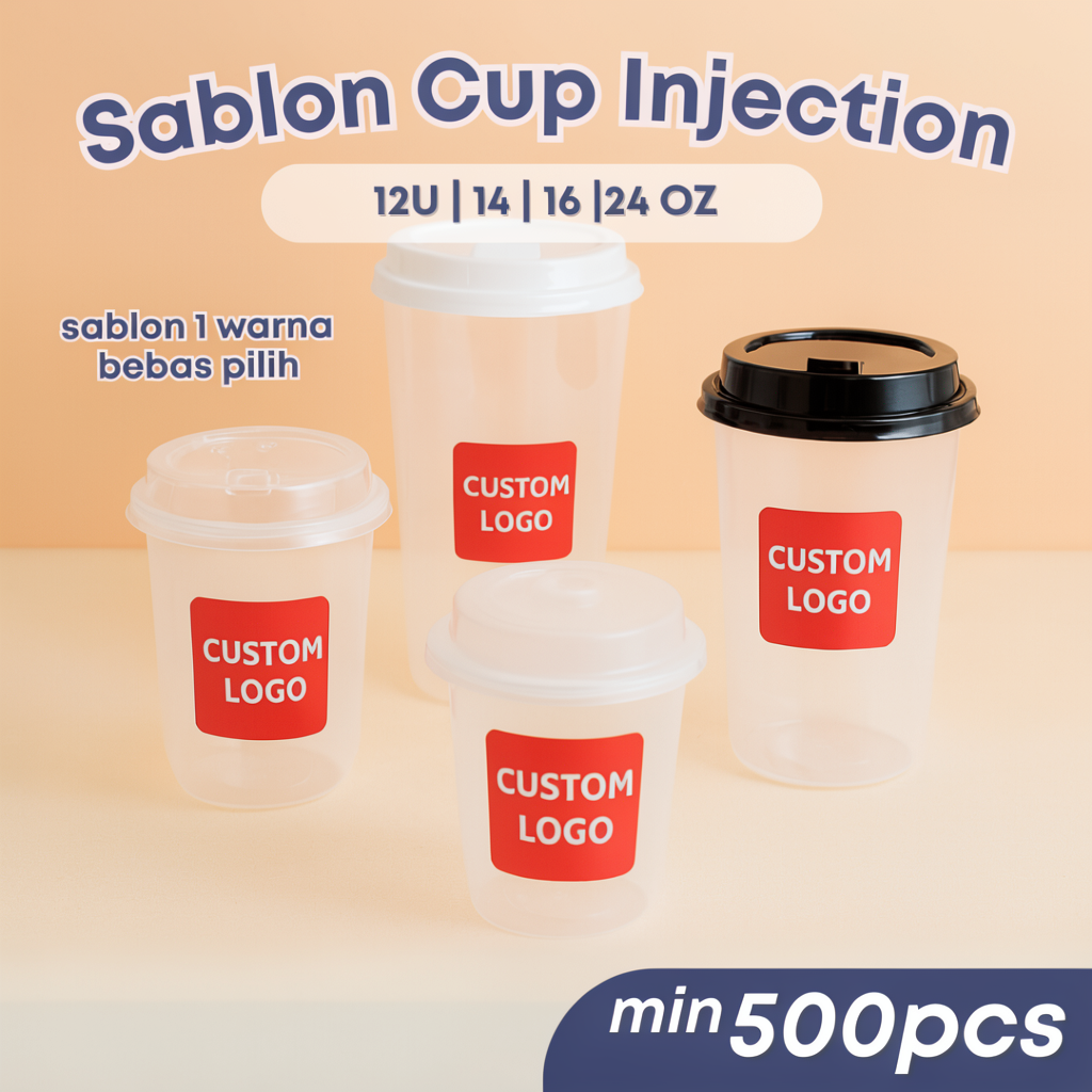 (SABLON 500 PCS) SABLON CUSTOM LOGO DESIGN CUP INJECTION PP BENING FROSTED