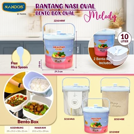 RICE BUCKET NANDOS 10 LITER 3210 MHF OVAL MELODY WARNA RANDOM