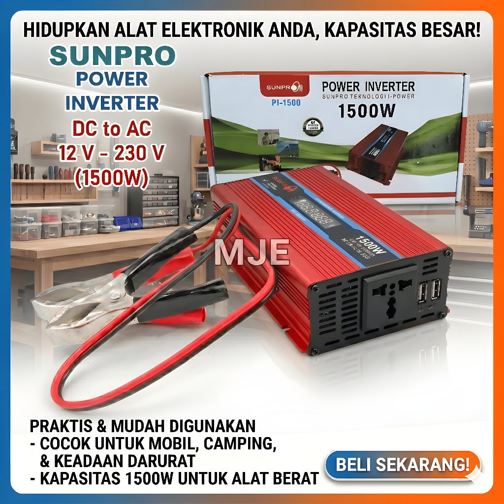 Inverter Power DC To AC 1500 Watt SUNPRO Pl-1500 With USB 5V / Power Inverter 1500 Watt
