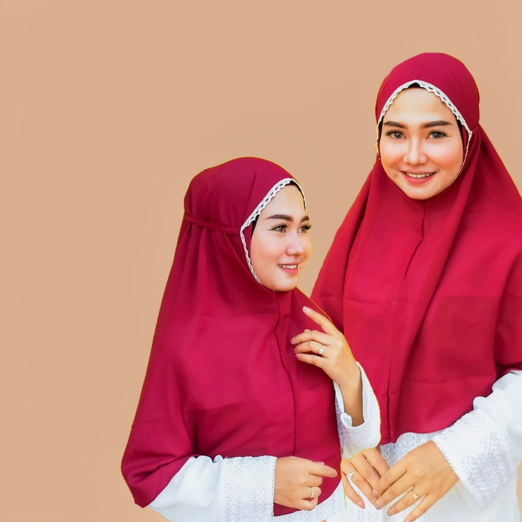 Khimar Bergo Motif Renda Tali Belakang Diamon / Hijab Renda