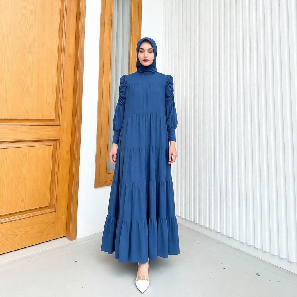 Gamis Wanita Mewah kekinian Baju gamis polos bahan Crinkle NAURA MAXY DRESS simple elegan model baru