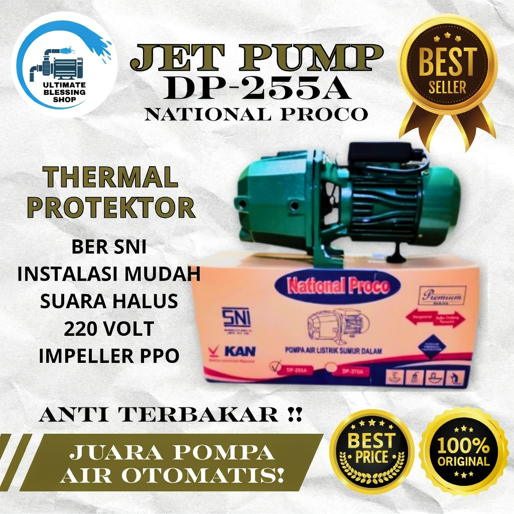 POMPA AIR | JET PUMP OTOMATIS SNI NATIONAL PROCO DP 255 A 30 m |  DP-370A 40meter | D4B ALTO DP-255A