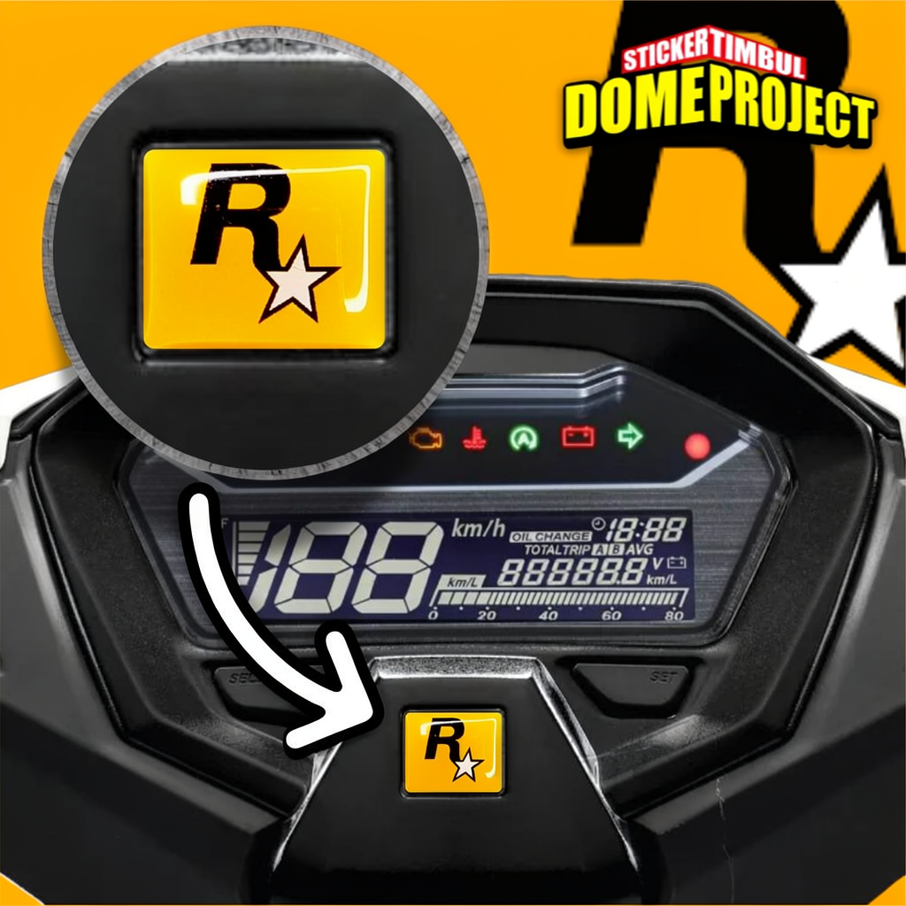 EMBLEM SPIDOMETER HONDA LOGO ROCKSTAR STIKER TIMBUL AKSESORIS MOTOR STICKER SPEEDOMETER