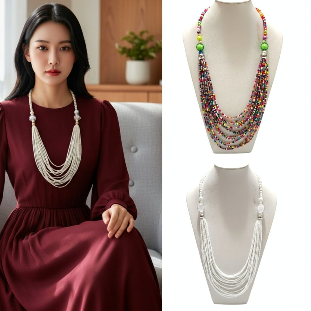 Kalung Etnik Layer Wanita Hijab fashion