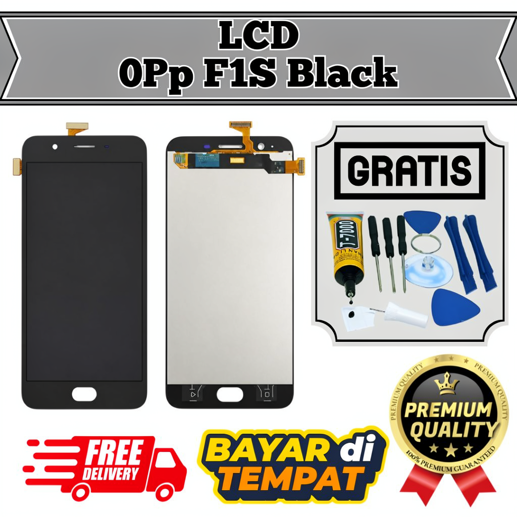 Lcd Compatible for Oppo F1S Black Original, Gratis Lem & Obeng set, Layar Touchscreen, Layar Lcd