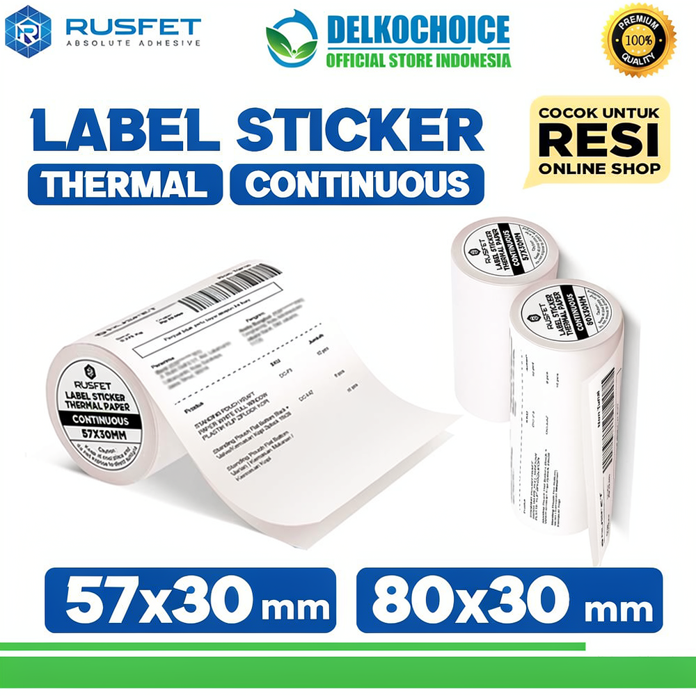 Sticker Label Thermal Paper CONTINUOUS ROLL Barcode Resi Olshop RUSFET