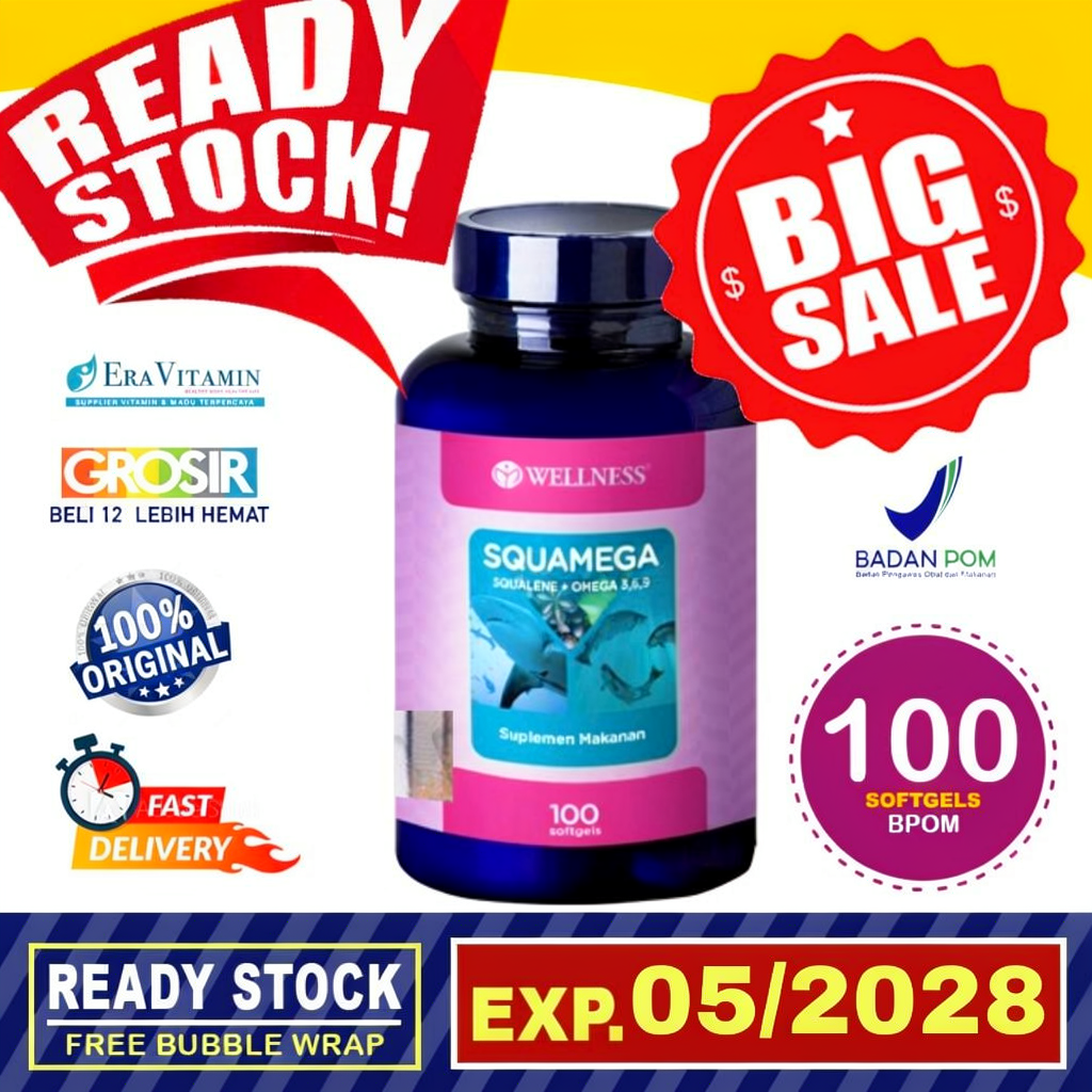 WELLNESS Squamega Squalene 369 Omega 3 6 9 Complete EFA 100 Kapsul