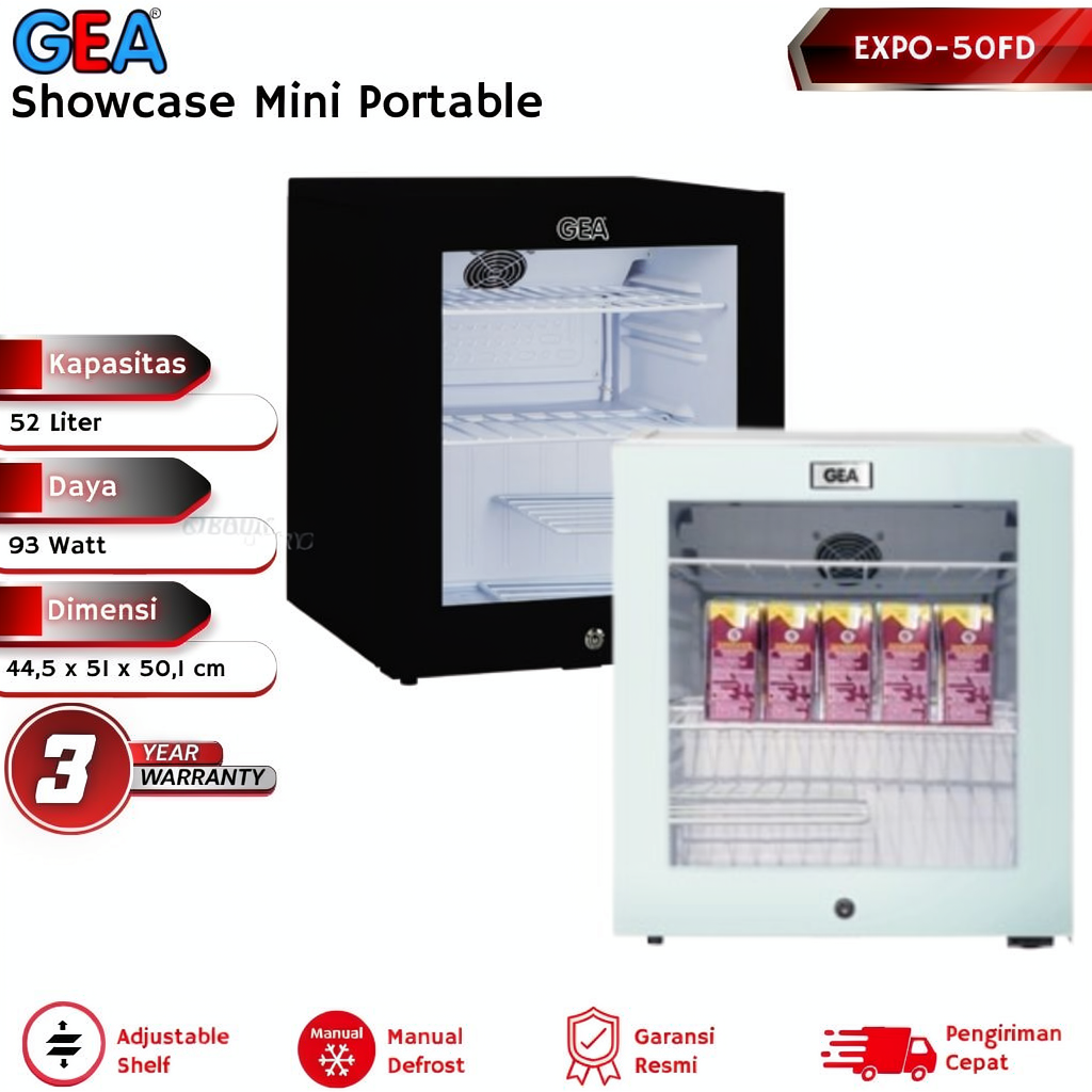 GEA Mini Showcase Display Cooler 52 Liter Pendingin Minuman EXPO-50FD