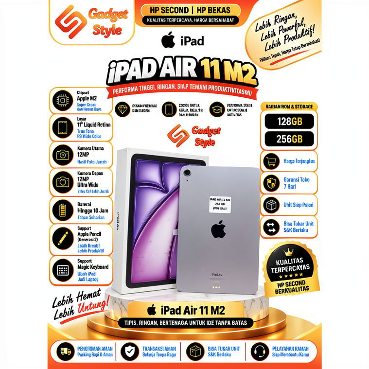 Apple Pad Air 11 M2 128GB I 256GB Second Gadget Style Store