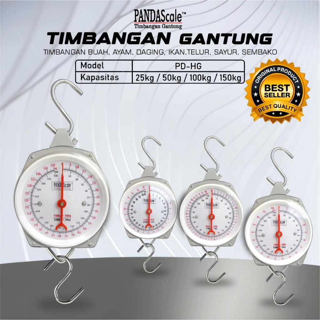 PANDA SCALE Timbangan Gantung  Jarum Manual Timbangan Ayam Buah Sayur Daging 25kg 50kg 100kg 150kg