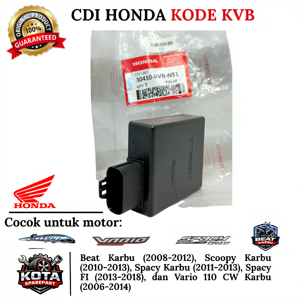 CDI ORIGINAL HONDA KODE KVB UNTUK MOTOR BEAT (2008-2012), SCOOPY KARBU (2010-2013), SPACY (2011-2013