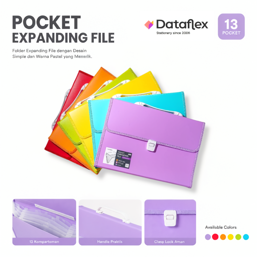 Expanding File Map Harmonika Dataflex F4 DF232 - Map Dokumen Sekat Folio 13 slot With Handle Gagang