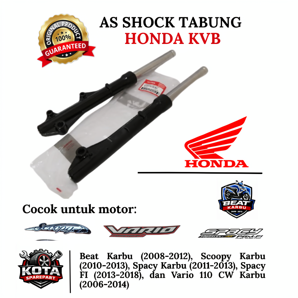 AS SHOCK + TABUNG ORIGINAL HONDA KODE KVB UNTUK MOTOR BEAT (2008-2012), SCOOPY KARBU (2010-2013), SP
