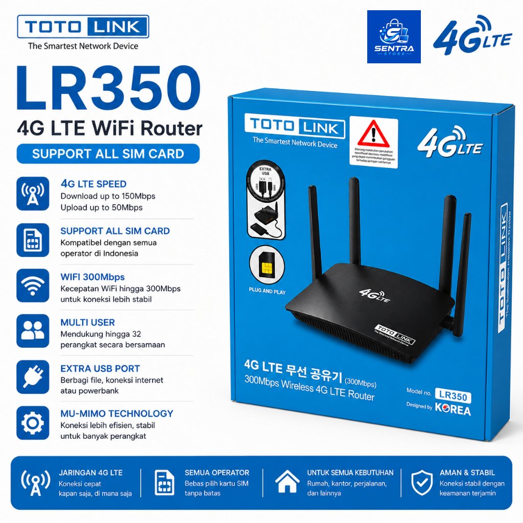 Router 4G Support All Operator SIM Card Totolink LR350 Original New