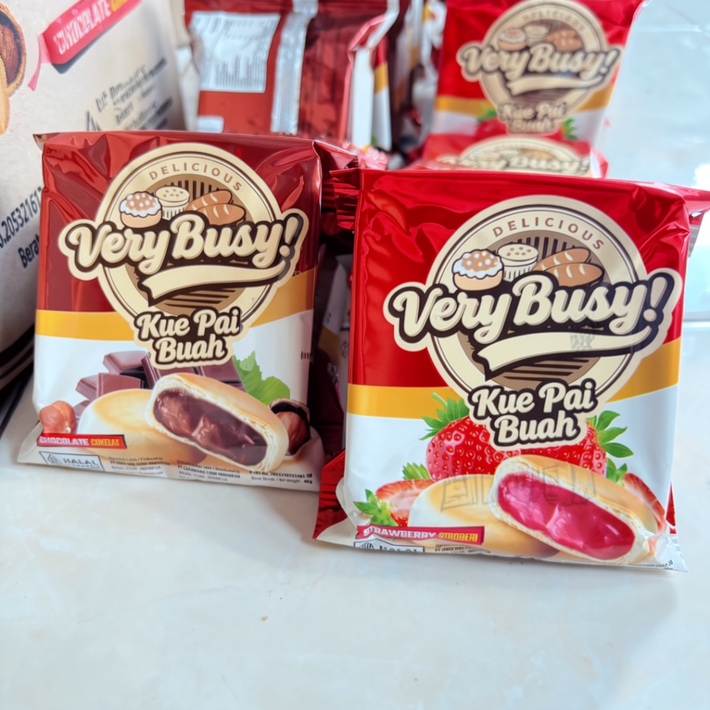 VERY BUSY KUE PIE BUAH PIA LEMBUT RASA STROBERI COKELAT ENAK