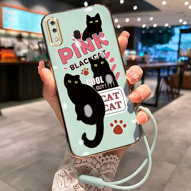 Casing Hp Untuk Samsung Galaxy A20 A30 M10s A20s A21s Case Casing grafiti HP kucing hitam Kesing pel