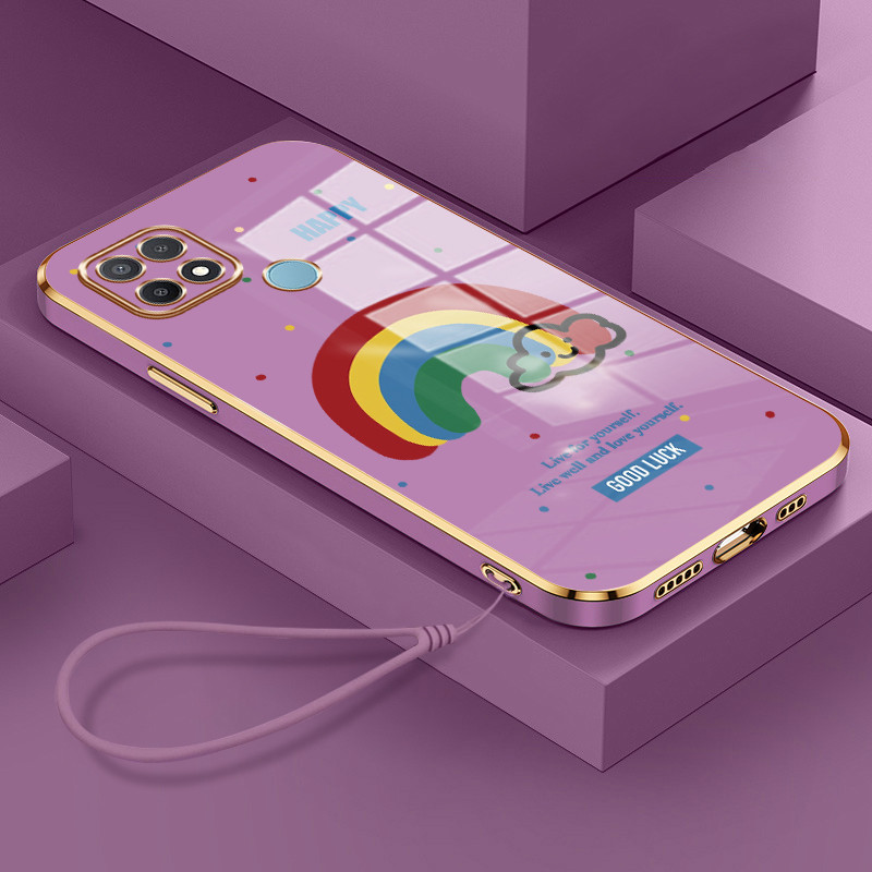 Casing Hp Untuk OPPO A15 A15s A35 Case Casing pola Pelangi Kesing HP Cesing Silikon Softcase disepuh