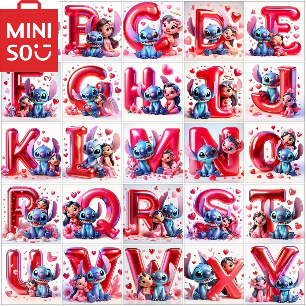 Miniso Disney Lilo&Stit  Diamond Painting Kit 26 Letter Square&Circular Diamond Embroidery Art Room