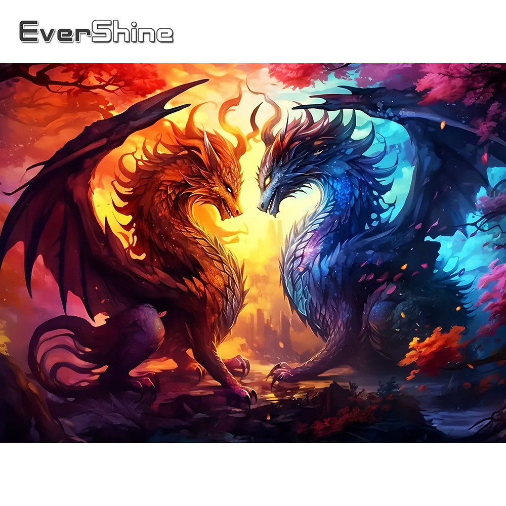 Evershine Full Drill Diamond Painting Animal Dragon Diy Hobby Mosaic Cartoon Cross Stit  Kit