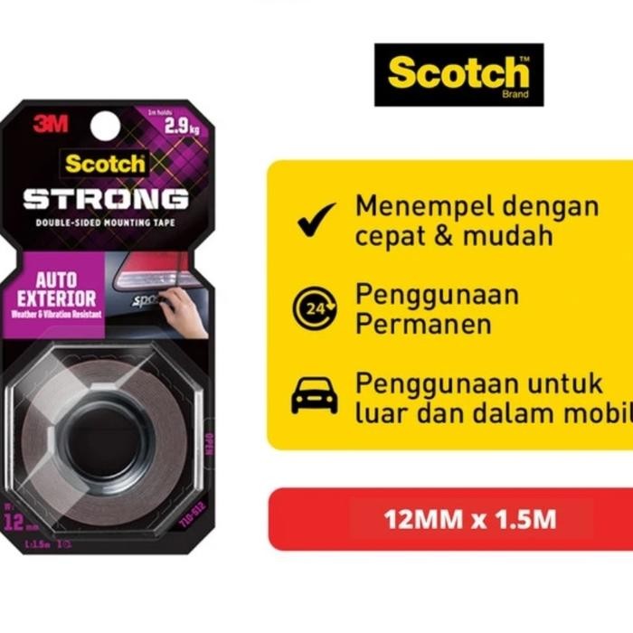 

Stok Baru Scotch 3M Auto Exterior Perekat Mounting Tape 12 mm X 1.5 M 710-S12