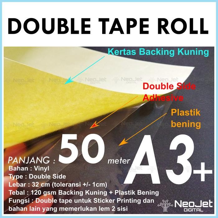 

Stok Baru Laminasi 2 sisi Double Side Lem Depan Belakang A3 Roll Double Tape 30m