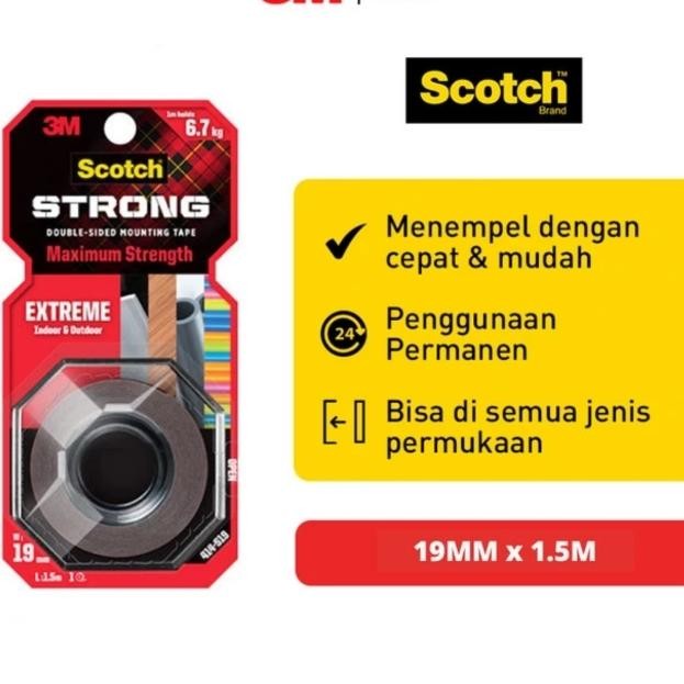 

Stok Baru Scotch 3M Double tape Outdoor Extreme Mounting Tape 414-S19 19mmx1,5M