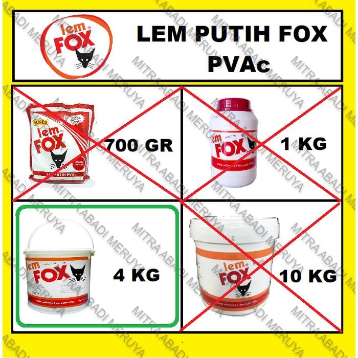 

Stok Baru Lem Putih Lem Kayu Lem PVAc Lem FOX 4kg