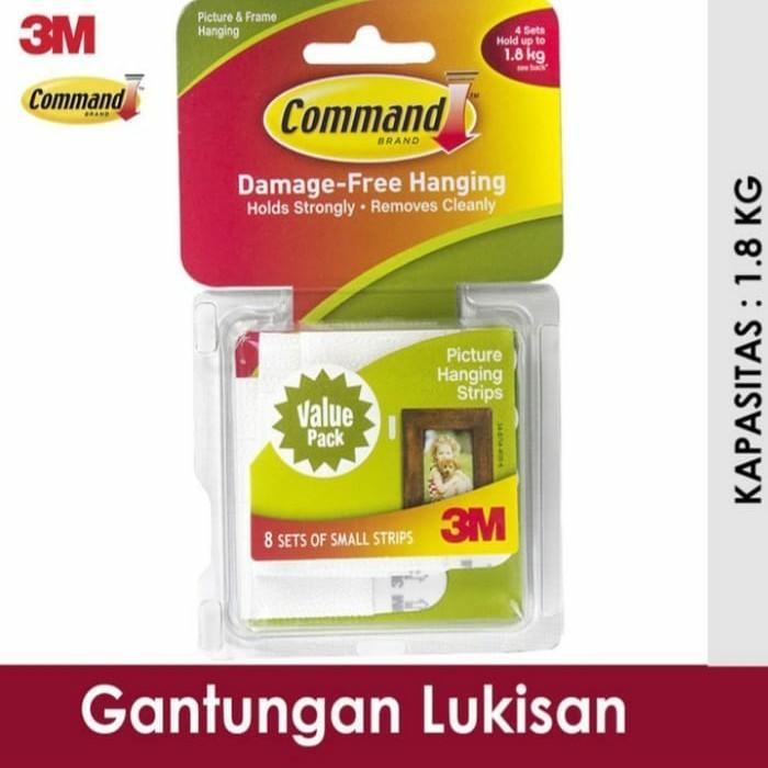 

Stok Baru 3M command 17205 small picture hanging strip isi 8sets kapasitas 1.8kg