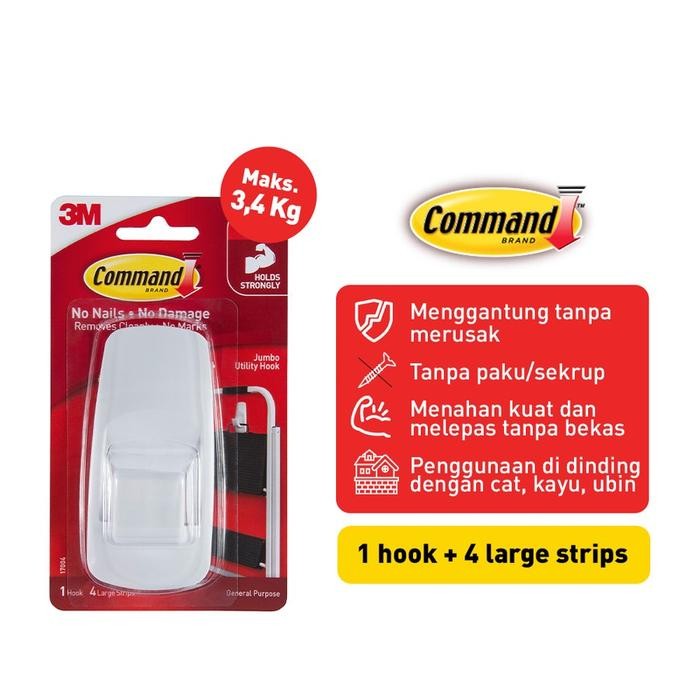 

Stok Baru 3M command jumbo hook 17004ANZ