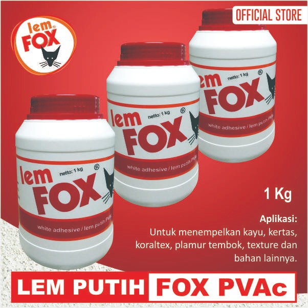 

Stok Baru Lem Fox Putih Lem Kayu PVAC Botol 1 Kg Bundling 3 pcs