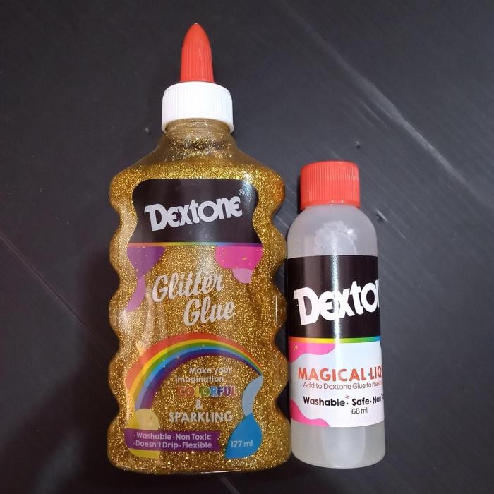 

Stok Baru Dextone Glitter Glue + Magical Liquid / Kerajinan Warna Gold