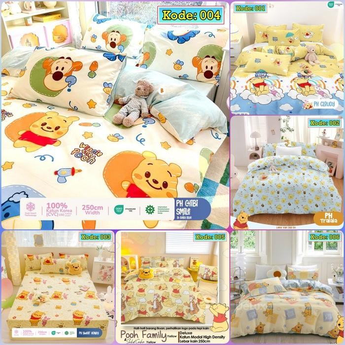 Sprei Set Katun CVC Sprei jadi Motif PH, Pooh, Winnie The Pooh