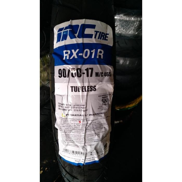 IRC 90 / 80 - 17 RX-01R Tubeless ban luar motor Free pentil Baru Original