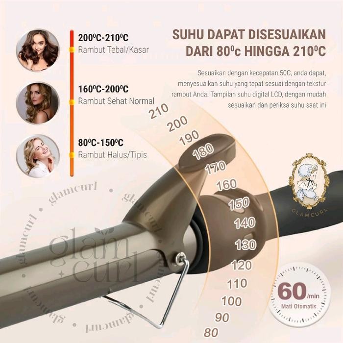 Glamcurl - Catok Tong Pro Glaze Curly Catokan Klintong Pengeriting Rambut Ceramic Klintong Amara