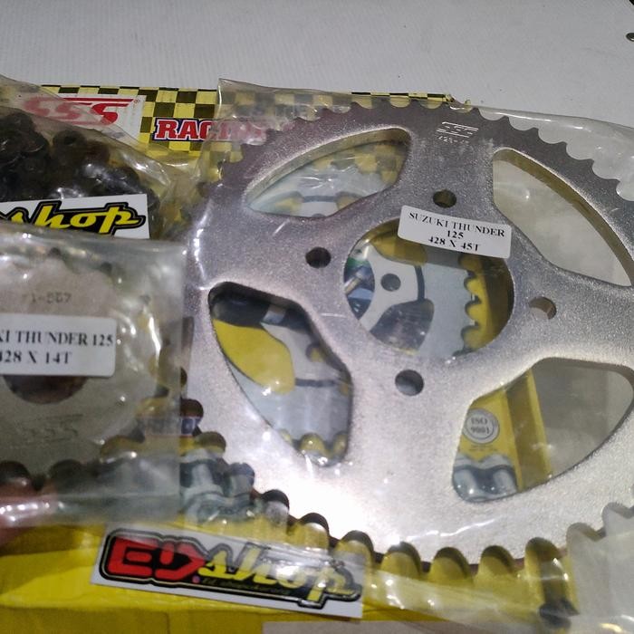 gear SET 428 THUNDER 125 ORI SSS CHAINKIT rantai HITAM ORIGINAL TEBEL