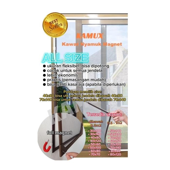 KAMUX Lebar 80 Kawat Nyamuk Magnet DIY Kasa Nyamuk Magnet