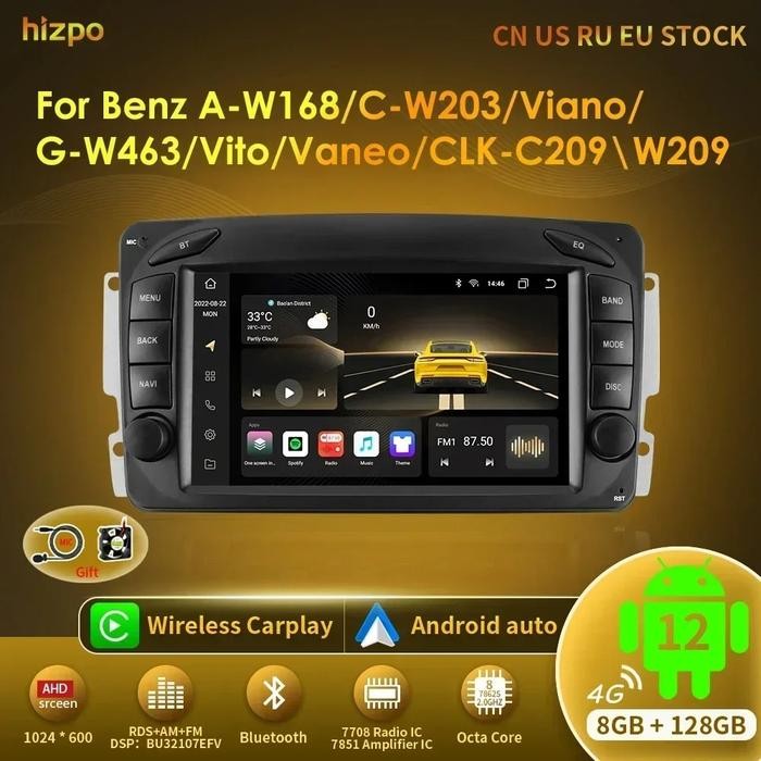 Hizpo Android Auto Radio for Mercedes Benz CLK W209 W203 W463 W208