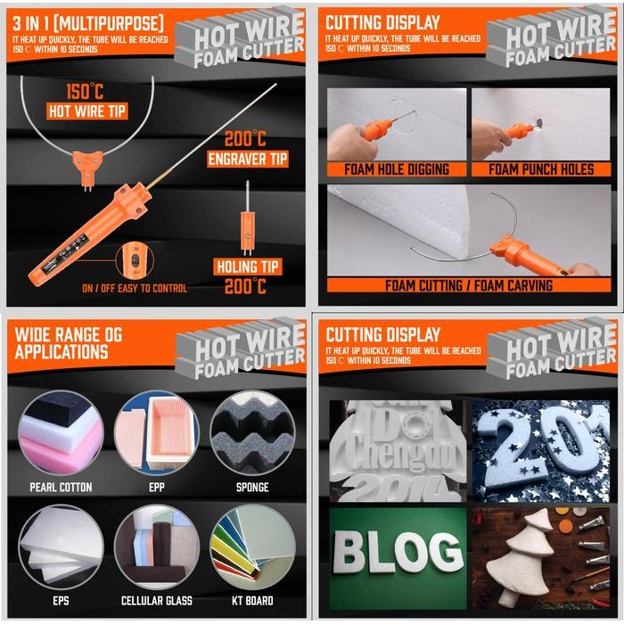 

Hot Wire Foam Cutter Gabus Busa Sterofoam Sterofom Styrofoam 3 In 1