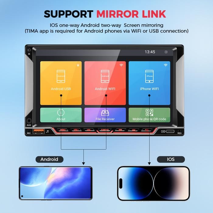 7 Inch Android 12 Double Din Mobil Stereo Gps Navigasi Bluetooth Wifi