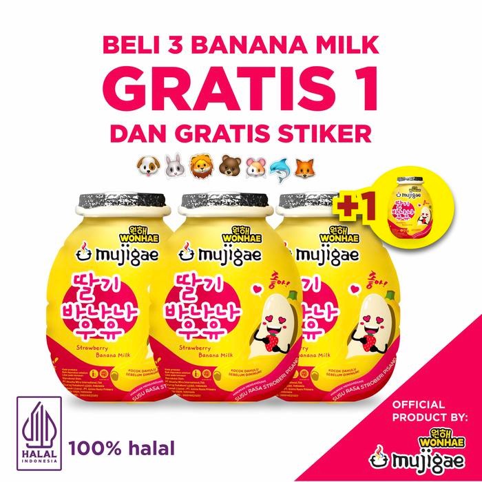 

Beli 3 Gratis 1 Mujigae By Wonhae Banana Milk Strawberry 250 Ml Free Sticker / Minuman Susu Rasa