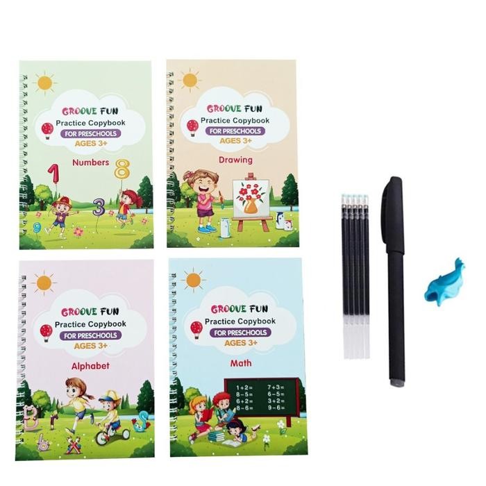 

1 SET 4 BUKU EDUKASI ANAK SANK MAGIC BOOK BELAJAR MENULIS BUKU 3D
