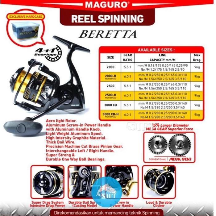 Paling Berkualitas Reel Magurobereta 2000 2500 3000Cb-H Power Handle Drag 9Kg