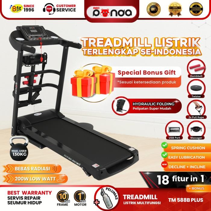 Treadmill Elektrik Redpanda 588 - Alat Fitness Multifungsi Treadmill Listrik Portable Lipat Low Watt